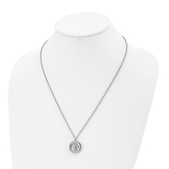 Stainless Steel Polished w/CZ Circle 21.5in Necklace