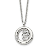Stainless Steel Polished w/CZ Circle 21.5in Necklace