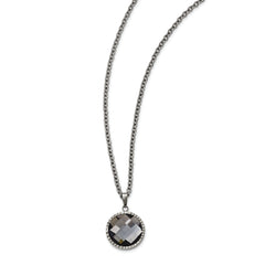 Chisel Stainless Steel Polished Grey Glass Pendant on a 29.5 inch Cable Chain Necklace