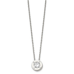 Chisel Stainless Steel Polished CZ April Birthstone Circle Pendant on a 20 inch Multi-Link Chain Necklace
