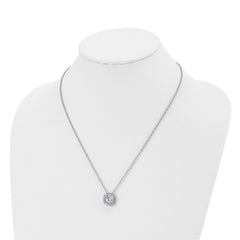 Chisel Stainless Steel Polished CZ April Birthstone Circle Pendant on a 20 inch Multi-Link Chain Necklace