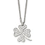 Chisel Stainless Steel Polished CZ Four Leaf Clover Pendant on a 22 inch Cable Chain Necklace