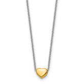 Chisel Stainless Steel Polished Yellow IP-plated Heart on a 16 inch Cable Chain Necklace
