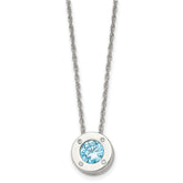 Chisel Stainless Steel Polished CZ December Birthstone Circle Pendant on a 20 inch Multi-Link Chain Necklace