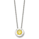 Chisel Stainless Steel Polished CZ November Birthstone Circle Pendant on a 20 inch Multi-Link Chain Necklace