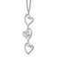 Stainless Steel Polished w/CZ Dangle Hearts 16in w/2in ext Necklace
