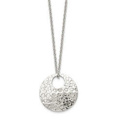 Stainless Steel Polished Hammered 18in Necklace