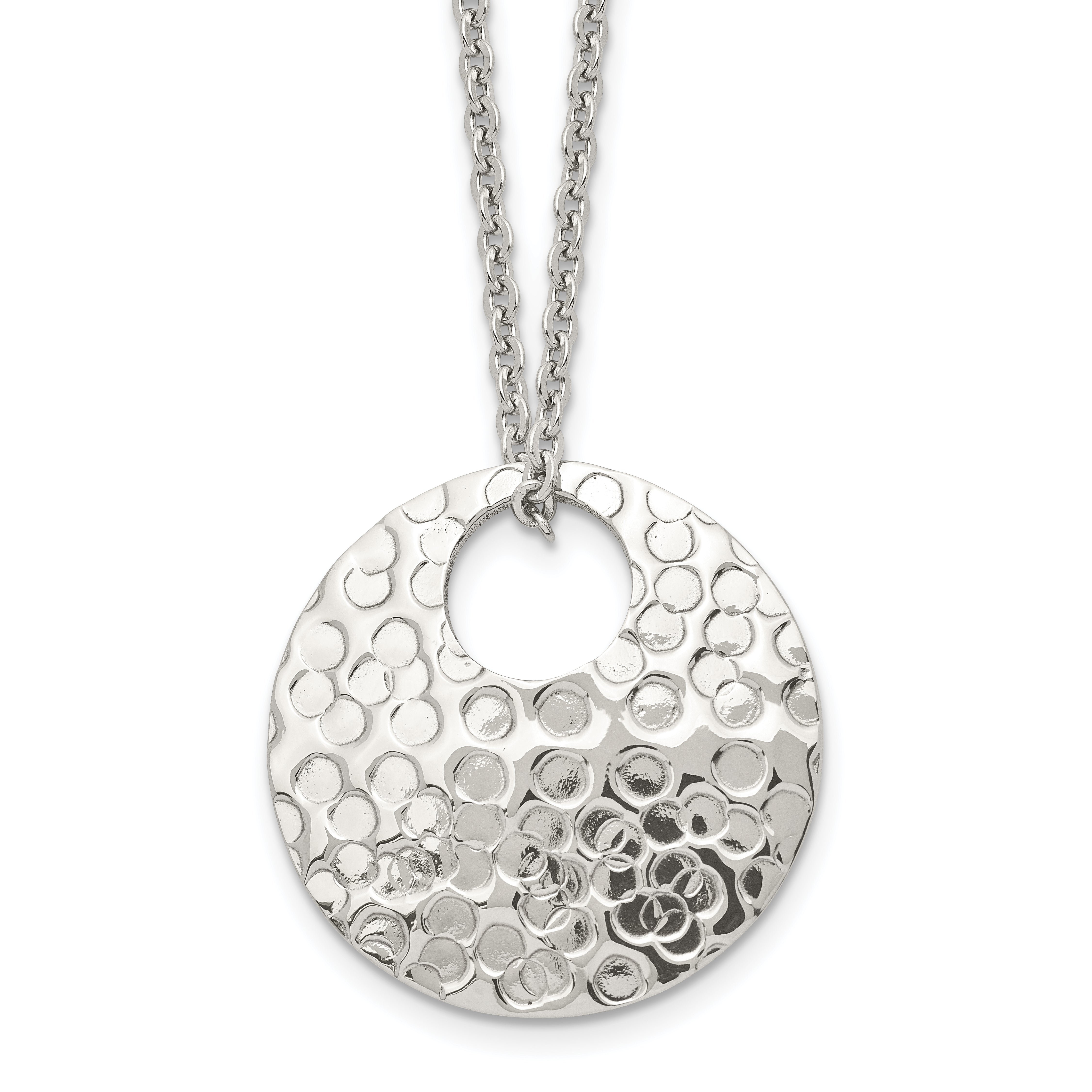 Stainless Steel Polished Hammered 18in Necklace