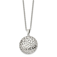 Stainless Steel Polished Puffed Cut-out Design 18in Necklace
