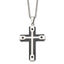 Chisel Corner Dots Cross Necklace in Black IP-Plated Stainless Steel, 22 Inch - Sophia Jewelers