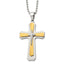 Cross Necklace in Stainless Steel with Gold-Tone Accent, 22 Inch - Sophia Jewelers
