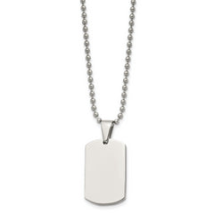 Chisel Stainless Steel Brushed and Polished 4mm Reversible Dog Tag on a 24 inch Ball Chain Necklace