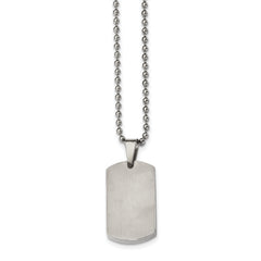 Chisel Stainless Steel Brushed and Polished 4mm Reversible Dog Tag on a 24 inch Ball Chain Necklace