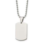 Chisel Stainless Steel Brushed and Polished 4mm Reversible Dog Tag on a 24 inch Ball Chain Necklace