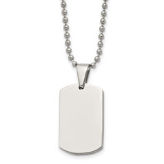 Chisel Stainless Steel Brushed and Polished 4mm Reversible Dog Tag on a 24 inch Ball Chain Necklace