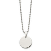Chisel Stainless Steel Brushed and Polished Reversible Round 4mm Dog Tag on a 24 inch Ball Chain Necklace