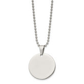 Chisel Stainless Steel Brushed and Polished Reversible Round 2mm Dog Tag on a 24 inch Ball Chain Necklace