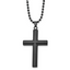 Chisel Stainless Steel Brushed and Polished Black IP-plated Cross Pendant on a 24 inch Ball Chain Necklace