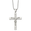 Chisel Stainless Steel Polished Laser Cut Crucifix Pendant on a 22 inch Ball Chain Necklace