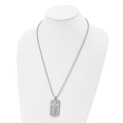 Chisel Stainless Steel Polished and Textured 2 Piece Cross Dog Tag on a 24 inch Ball Chain Necklace