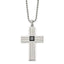Chisel Square Black Cubic Zirconia Cross Necklace in Stainless Steel, 24 Inch - Sophia Jewelers