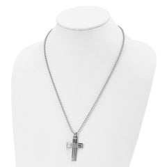 Chisel Stainless Steel Polished Cross Pendant on a 22 inch Ball Chain Necklace