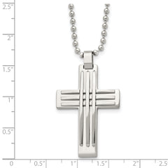 Chisel Stainless Steel Polished Cross Pendant on a 22 inch Ball Chain Necklace