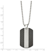 Stainless Steel 22in Polished Black Solid Carbon Fiber & Textured Dog Tag