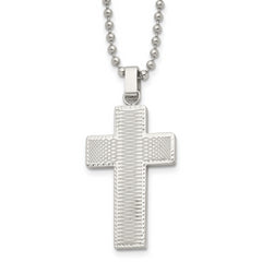 Chisel Stainless Steel Polished Laser Cut Cross Pendant on a 22 inch Ball Chain Necklace