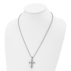 Chisel Stainless Steel Polished Cross Pendant on a 22 inch Ball Chain Necklace