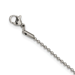 Chisel Stainless Steel Polished and Satin Hammered with CZ Cross Pendant on a 22 inch Ball Chain Necklace