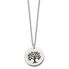Chisel Stainless Steel Polished and Enameled Family Tree of Life Pendant on a 22 inch Cable Chain Necklace