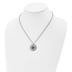 Chisel Stainless Steel Polished Enameled NOT ALL WHO WANDER ARE LOST Compass Pendant on a 22in Cable Chain Necklace