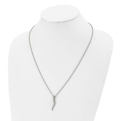 Chisel Stainless Steel Polished Italian Horn Pendant on a 22 inch Cable Chain Necklace