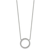 Chisel Stainless Steel Polished CZ Open Circle on a 17 inch Cable Chain with a 2.5 inch Extension Necklace