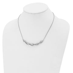 Chisel Stainless Steel Polished Twisted Bar on a 18 inch Cable Chain with 2 inch Extension Necklace