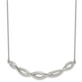 Chisel Stainless Steel Polished Twisted Bar on a 18 inch Cable Chain with 2 inch Extension Necklace