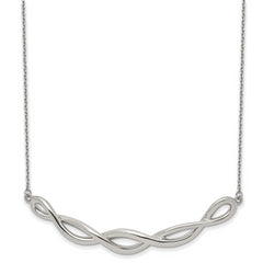 Chisel Stainless Steel Polished Twisted Bar on a 18 inch Cable Chain with 2 inch Extension Necklace