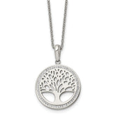 Chisel Stainless Steel Polished with Preciosa Crystal Tree of Life Pendant on a 16 inch Cable Chain with 2 inch Extension Necklace