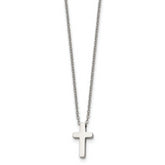 Chisel Stainless Steel Polished Cross Pendant on a 16 inch with 1 inch extension Cable Chain Necklace
