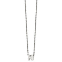 Stainless Steel Polished Letter H 18in w/2in ext Necklace