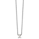 Stainless Steel Polished Letter X 18in w/2in ext Necklace