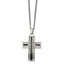 Chisel Layered Overlapping Carbon Fiber Inlay Cross Necklace in Stainless Steel, 24 Inch - Sophia Jewelers