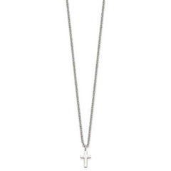 Chisel Stainless Steel Polished 11mm Cross Pendant on an 18 inch Cable Chain Necklace