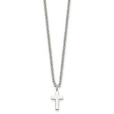 Chisel Stainless Steel Polished 11mm Cross Pendant on an 18 inch Cable Chain Necklace