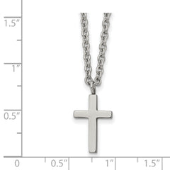 Chisel Stainless Steel Polished 16mm Cross Pendant on an 18 inch Cable Chain Necklace