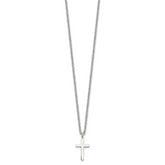 Chisel Stainless Steel Polished 16mm Cross Pendant on an 18 inch Cable Chain Necklace