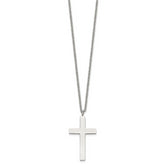 Chisel Stainless Steel Polished 35mm Cross Pendant on an 18 inch Cable Chain Necklace