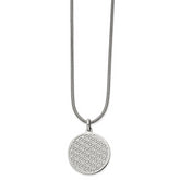 Chisel Stainless Steel Polished Flower Cut-out Small Circle Pendant on an 18 inch Snake Chain Necklace