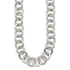 Chisel Stainless Steel Polished Circle Link 17 inch Necklace